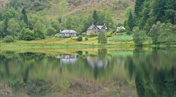 A reflective view across Loch Arklet